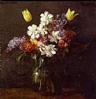 Henri III And The English Ambassador Paintings - Flowers III by Henri Fantin-Latour